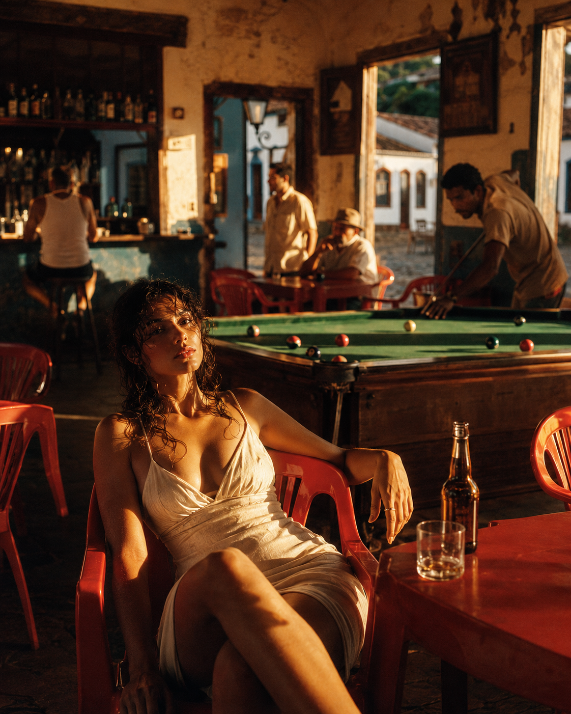Referência visual para campanha Átame com estética de bar brasileiro